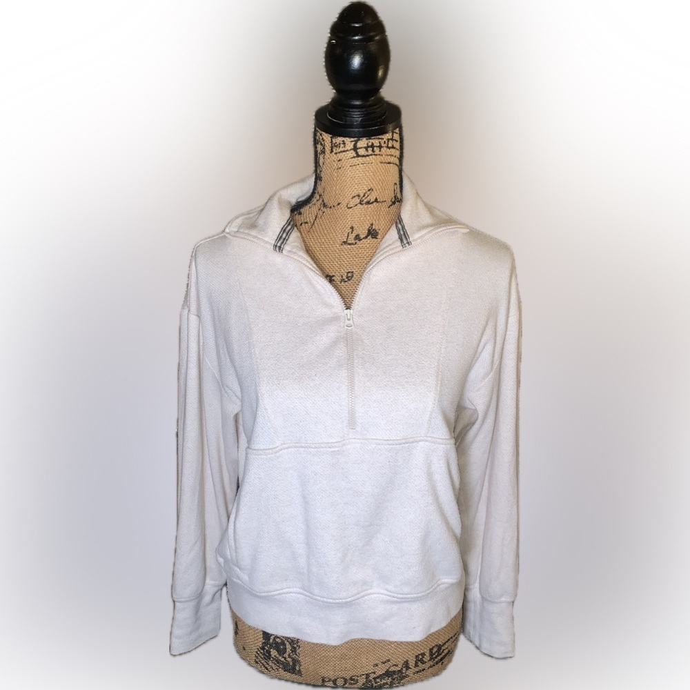 Faherty Cream Oatmeal Quarter-Zip Legend Pullover XS Jacket Overshirt Organic